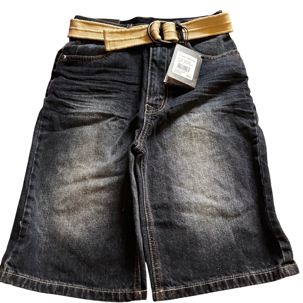 English Laundry Boys 8 Denim Shorts NWT Indigo Blu Belted Distressed